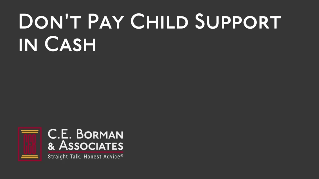 Dont Pay Child Support in Cash - C.E. Borman & Associates